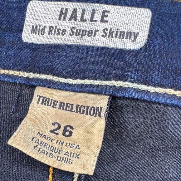 Vintage True Religion Jeans Halle Mid Rise Super Skinny Size 26 Made in USA 🇺🇸 - Picture 6 of 10